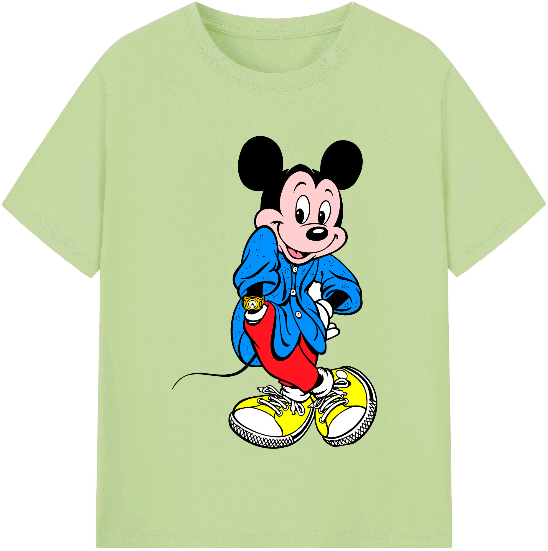 （画像用） ミッキーマウス Mickey Mouse 綿100％半袖Tシャツ（フロントプリント）